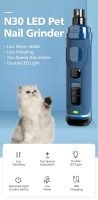 Pet nail grinder with LED USB charging and low noise for Pets