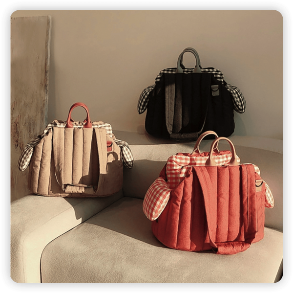 Gingham Portable Soft Multi-Purpose Dog & Cat Carrier Bag