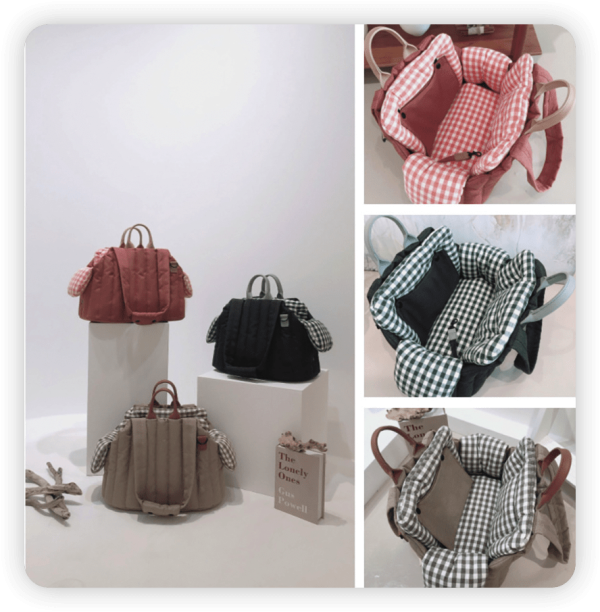 Gingham Portable Soft Multi-Purpose Dog & Cat Carrier Bag