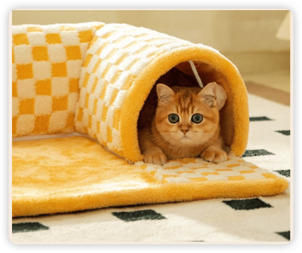 Tunnel Cushion Combined Cat House, Short Plush Version