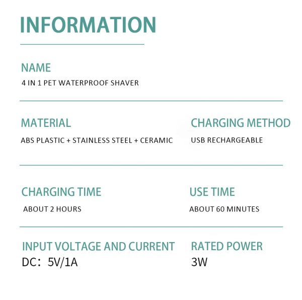 PET Hair Grooming Clippers (USB Rechargeable)